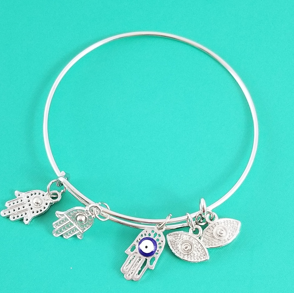 Silver Turkish evil eye Charm Bracelet